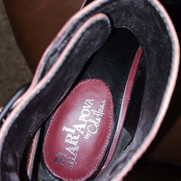 Maria Sharapova for cole haan air Alexa heels Distressed Purple Leather Size 7.5 - Picture 7 of 11